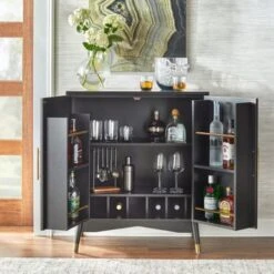 Lifestorey Killian Bar Cabinet - Walnut -Elegance Barware 3d003c21 b743 496a 942f 5f8210051c40