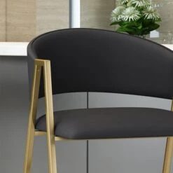 Folwell Modern Faux Leather Barstool (Set Of 2) By Christopher Knight Home - Black+Gold -Elegance Barware 3d2a890f df19 4e47 9a44 48781b436b63