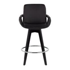 Carson Carrington Pugo Fixed-Height Counter Stool With Black Wood Base (Set Of 2) - Black + Gold Footrest -Elegance Barware 3d31e23b 1909 4ca3 aab4 c6b6a65bced0