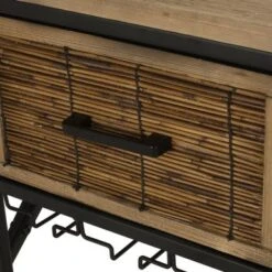 Boster 8 Bottle Wine Rack Console Table With Storage By Christopher Knight Home - Black + Natural -Elegance Barware 3db16ec0 6f24 4f7b 8baf da1d8f79569c