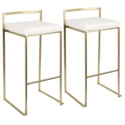 Silver Orchid Forrest Gold Stackable Bar Stools (Set Of 2) - White Velvet -Elegance Barware 3de6fd5a 0b6d 46f8 8f8d 971543906d1a