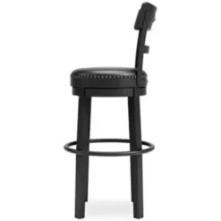 Black Valebeck Tall Upholstered Swivel Barstool(1/CN) -Elegance Barware 3e1adb0e 28fa 4588 988f c7c52ba60144