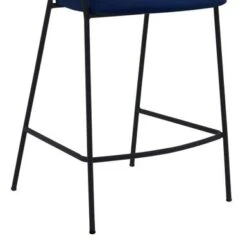 Nara 26" Faux Leather And Metal Counter Height Bar Stool - Blue -Elegance Barware 3e5d2b72 f185 43bf a695 7685c3a02bdd
