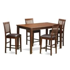 East West Furniture 5-Piece Dining Set - A Wood Kitchen Table And Dining Chairs - Mahogany Finish (Seat's Type Options) - N/A - DUVN5H-MAH-W -Elegance Barware 3e7a5846 803c 4443 a3a5 f88f138fbe6c