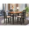 Modern Solid Wood 5-piece Counter-height Dining Set - A Dining Table & 4 Chairs - Black And Cherry Finish (Seat's Type Options) - YACH5-BLK-C -Elegance Barware 3eb562d6 4c8b 4545 b08d fd14d3599306