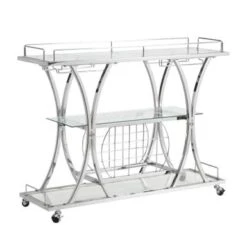 Serving Cart Glass Bar 3-Tier Metal Frame And Shelf - Golden -Elegance Barware 3ee66870 c2f9 4767 9197 3ebff011f8d6