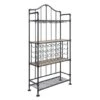 Metal Frame Wine Shelf In Oak And Sandy Black Finish - Oak/Sandy Black -Elegance Barware 3f6449a1 be53 4069 9608 8669faf38a48
