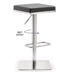 Strick & Bolton Fulla Stainless Steel Eco-leather Square Barstool - Black -Elegance Barware 3f76ed87 ea44 42d7 9c6f 84a904709565