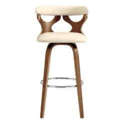 Zenia Modern Faux Leather And Wood Swivel Bar/Counter Stool - Grey & Walnut - Bar Height -Elegance Barware 3ffd0f45 80c6 41c3 8a08 186ad2dbdb6a