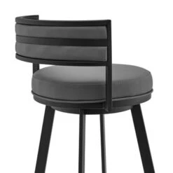 Roman Grey Faux Leather And Metal Swivel 26" Counter Stool - Grey And Black - Counter Height -Elegance Barware 40095ffa da53 4c17 b3a6 cb23b7dc0136