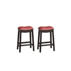 Burgundy PU Upholstery Bar Stool, Set Of 2 - Bar Height -Elegance Barware 40358bc1 fe0d 42b2 99dd 90be50f58be4