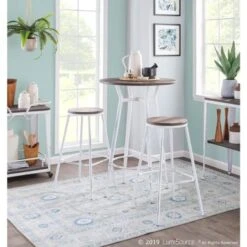 Carbon Loft Barton Industrial Round Bar Table - N/A - Vintage White/Espresso -Elegance Barware 40bb3f90 bf9d 44ca be5f 20e7210721b5