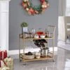 FirsTime & Co. Francesca Bar Cart, Metal Frame, Wood/Glass Top - Gold & Wood -Elegance Barware 41218582 7500 411b aeab a8328d598dc3