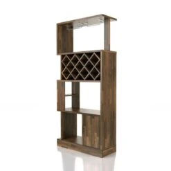 DH BASIC Contemporary Dual-Side Access Lattice 11-Bottle Wine Rack And Cabinet By Denhour - Light Hickory -Elegance Barware 4215a3f2 663a 4acc 9c28 abf023242a19