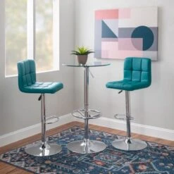 Wolcott 3PC Pub Table Set Teal -Elegance Barware 42feb49f b4fc 4180 a490 79b2e1ddb29e