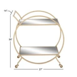 Metal Contemporary Bar Cart With Wheels - Silver - 14"W X 28"L X 31"H -Elegance Barware 43366c36 e5bd 48f8 ab5c 5dbfcdaadf0a