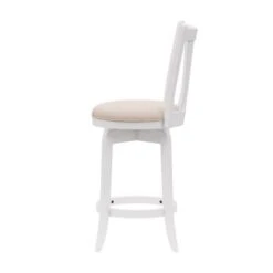 Hillsdale Furniture Savana Wood Upholstered Swivel Stool - White With Cream - Bar Height - 29-32 In. -Elegance Barware 437cc29e c7c2 46d7 bddc b0bf361ea0cd