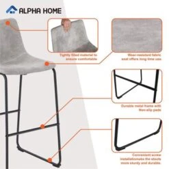 Carbon Loft Aube Vintage Faux Leather Bar Stools (Set Of 2) - Grey -Elegance Barware 43cc91f6 e56b 4f64 8554 18665b7d01a5