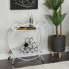 Metal Contemporary Bar Cart With Wheels - Silver -Elegance Barware 43e1d185 db8f 40d9 8505 37fb39faf660