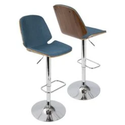 Carson Carrington Vihti Walnut Wood Adjustable Swivel Bar Stool - Grey -Elegance Barware 443a99ff 8011 42be 97cb 7f15ce838063