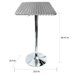 Stainless Steel Adjustable Bistro Bar Table - N/A - Silver -Elegance Barware 443e7f95 7ae5 4821 9df2 c08e4c9c5432