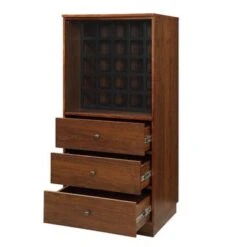 Wooden Wine Cabinet With 3 Drawers - Walnut -Elegance Barware 448e8b48 e8df 4a8c 9c21 b136972f1cfe