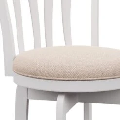 Hillsdale Furniture Savana Wood Upholstered Swivel Stool - White With Cream - Bar Height - 29-32 In. -Elegance Barware 45c3ec62 0229 4b54 80d8 1faefc50b8a4