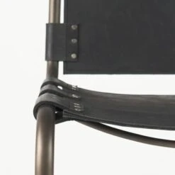 Berbick Black Genuine Leather W/Dark Grey Frame Counter Stool - Single - Dark Brown - Counter Height -Elegance Barware 45de070e 6f19 4000 be25 724a9677dbb6