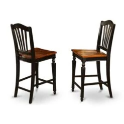 Acacia Wood 3-piece Counter Height Dining Set - A Kitchen Table & 2 Chairs - Black & Cherry (Seat's Type Options) - YACH3-BLK-W -Elegance Barware 45fc2476 8933 4764 9b72 d0608974f77d