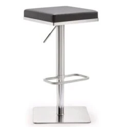 Strick & Bolton Fulla Stainless Steel Eco-leather Square Barstool - Black -Elegance Barware 4635f86e ca20 4612 b0d3 ead5ce3a3625