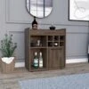 FM Furniture Leeds Bar Cabinet With 2 Concealed Shelves, 2 Open Shelves, And 6 Liquor Cubbies - MDF -Elegance Barware 46d1d9e4 49b0 49ce a821 df9b9e581c4c
