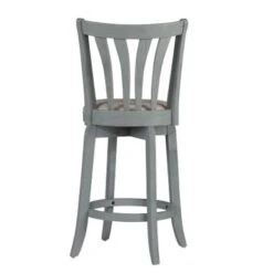 Hillsdale Furniture Savana Wood Upholstered Swivel Stool - White With Cream - Bar Height - 29-32 In. -Elegance Barware 4774b341 eba3 4970 82e4 080f33ee7e7b