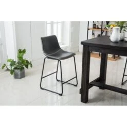 Roundhill Furniture Bronco Antique Wood Counter Height 5-piece Dining Set - Grey -Elegance Barware 47fc80f5 4ce4 49ed 8f31 77c679fa42fe