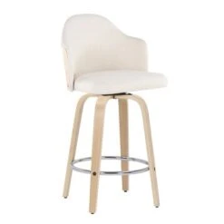 Carson Carrington Valsatra Fixed-Height Upholstered Counter Stool With Wood Legs (Set Of 2) - Light Grey/Natural Wood Legs -Elegance Barware 480601be 7af6 4643 b025 f5718830074d