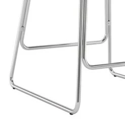 Hillsdale Furniture Boyle Metal Counter Height Stool, Chrome With Faux Leather - 33.75H X 21.5W X 22.5D - Single - Chrome/White - Bar Height - 29-32 In. -Elegance Barware 4842aa31 2bd9 44ff b5ee 1891adcb414d