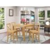 East West Furniture 5-piece Counter Height Dining Room Pub Set - A Table And Chairs - Oak Finish (Seat's Type Options) - CFPB5-OAK-W -Elegance Barware 48a2820d c103 4d08 88e6 443d786417b2