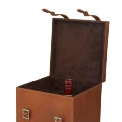 Leather Modern Wine Holder - 5 X 5 X 19 - Tan -Elegance Barware 48b5ebd6 7343 4fbf a637 0c320a34db5c