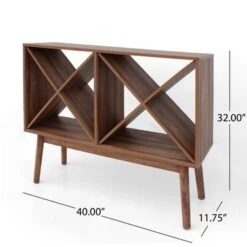 Birny Mid-Century Modern Wood Wine Shelf Cabinet By Christopher Knight Home - 40.00" L X 11.75" W X 32.00" H - Grey -Elegance Barware 48ca70ae 46a8 4350 b117 a21115028253