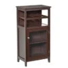 HOMCOM Wine Storage Cabinet With 4 Bottle Wine Rack, Open Shelf, Acrylic Door Cabinet With Adjustable Shelf - 19" L X 12.75" D X 37.5" - Espresso