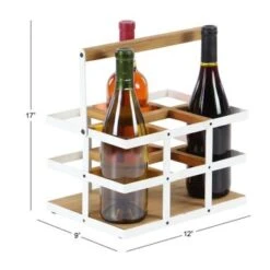 Modern 6-Bottle Wood And Metal Wine Holder - White -Elegance Barware 4a6b6e9f 7cfd 4f64 be8d 78c8a523402f