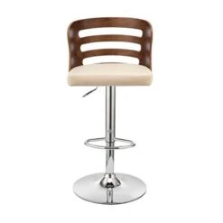 Khalia Adjustable Swivel Faux Leather And Wood Bar Stool With Metal Base - Grey And Black -Elegance Barware 4ac803d3 775c 4d66 bda9 87f02e266e8c
