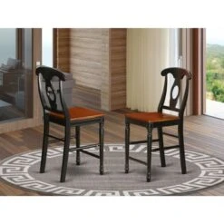 East West Furniture Modern Kenley Counter Height Stools With Wood Seat - Set Of 2 (Finish Option) - KES-WHI-W -Elegance Barware 4b2b58f2 dd1e 429e a102 28ec47180568