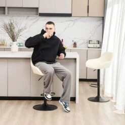 Glitzhome 42"H Mid-Century Adjustable Faux Leather Swivel Bar Stools - Single - Hunter Green -Elegance Barware 4b36496e 663b 416c 9cfa 3482bee50983