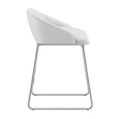 Hillsdale Furniture Boyle Metal Counter Height Stool, Chrome With Faux Leather - 33.75H X 21.5W X 22.5D - Single - Chrome/White - Bar Height - 29-32 In. -Elegance Barware 4b45a3bf 6fe1 4e12 b9b2 2bc4bb0cb9c2