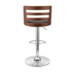 Khalia Adjustable Swivel Faux Leather And Wood Bar Stool With Metal Base - Grey And Black -Elegance Barware 4b705584 15b6 4925 99ce c03d09902263