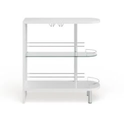 Coaster Furniture Adolfo Glossy White And Clear 3-tier Bar Table - White -Elegance Barware 4bb13657 abab 47de 88c8 b8f715799eb0
