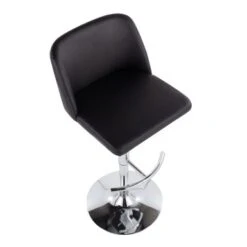 Strick & Bolton Oscar Adjustable Bar Stool With Rounded T Footrest (Set Of 2) - Black Faux Leather/Black -Elegance Barware 4bcdbfb5 277f 404d a6ab cf331f3256b3