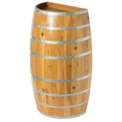 Vintiquewise Half Barrel Cabinet Wine Storage With Lockable Double Doors - Brown -Elegance Barware 4c3729ec afcc 4e91 b24b 6ec5df302fab