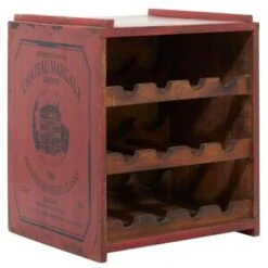 Wood Farmhouse Wine Rack 16 X 14 X 13 - 14 X 13 X 16 - Red -Elegance Barware 4c4a708e 00ee 4f8f 84ee db548a3e6e0d
