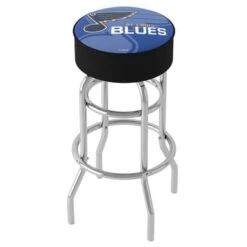 NHL Chrome Bar Stool With Swivel - Watermark - 20" X 20" X 31" - Toronto Maple Leafs -Elegance Barware 4cc11908 8121 43f6 9797 e74542db80f1